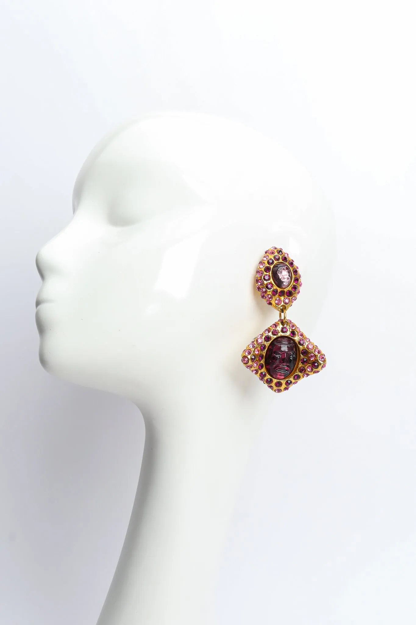 Rhinestone Face Earrings