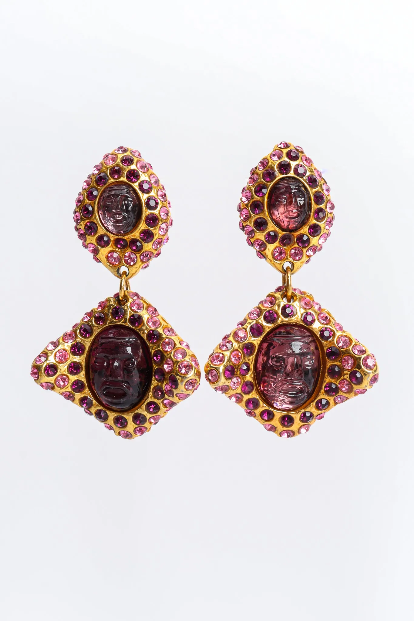 Rhinestone Face Earrings