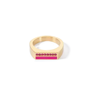 Ring Square Stripes gold-pink