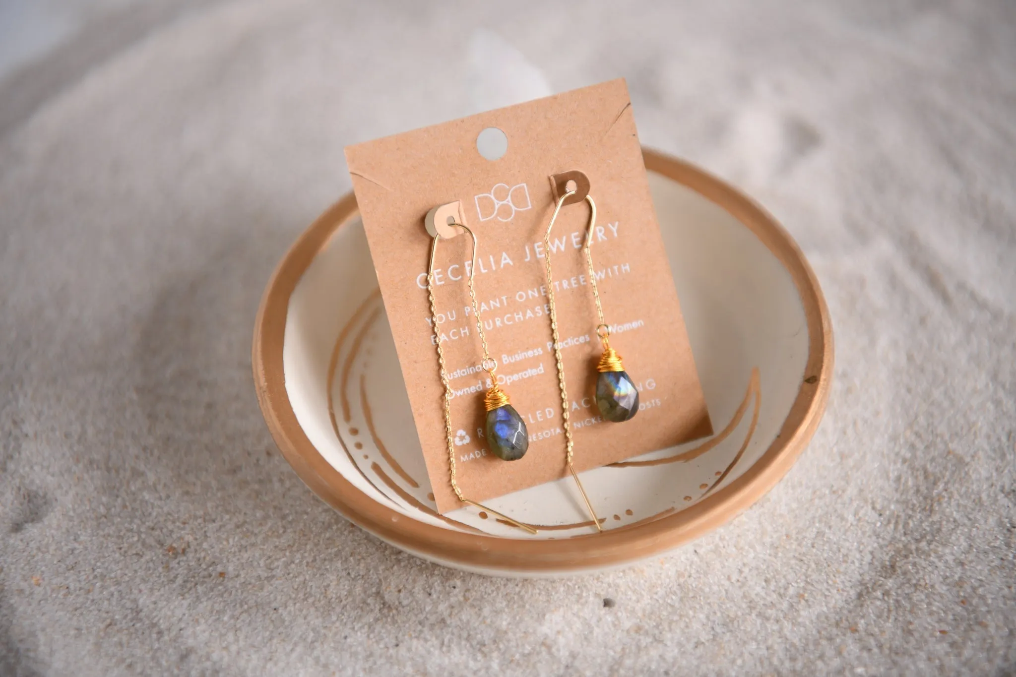 Roaming Spirit Gold-Plated Gemstone Threader Earrings