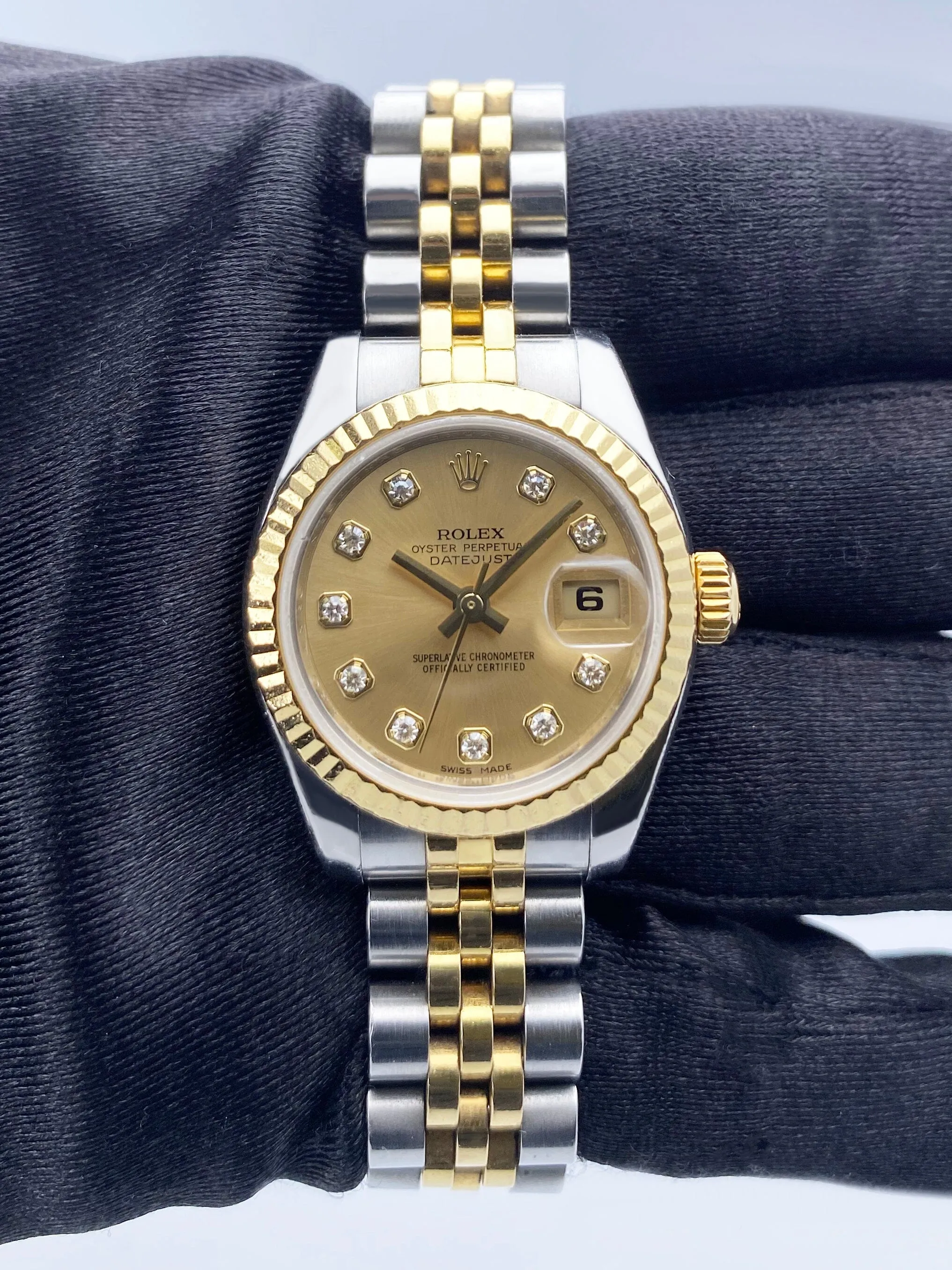 Rolex Datejust 179173 Diamond Champagne Dial Ladies Watch Box Papers