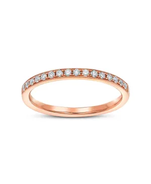 Rose Gold Milgrain Diamond Halfway Band