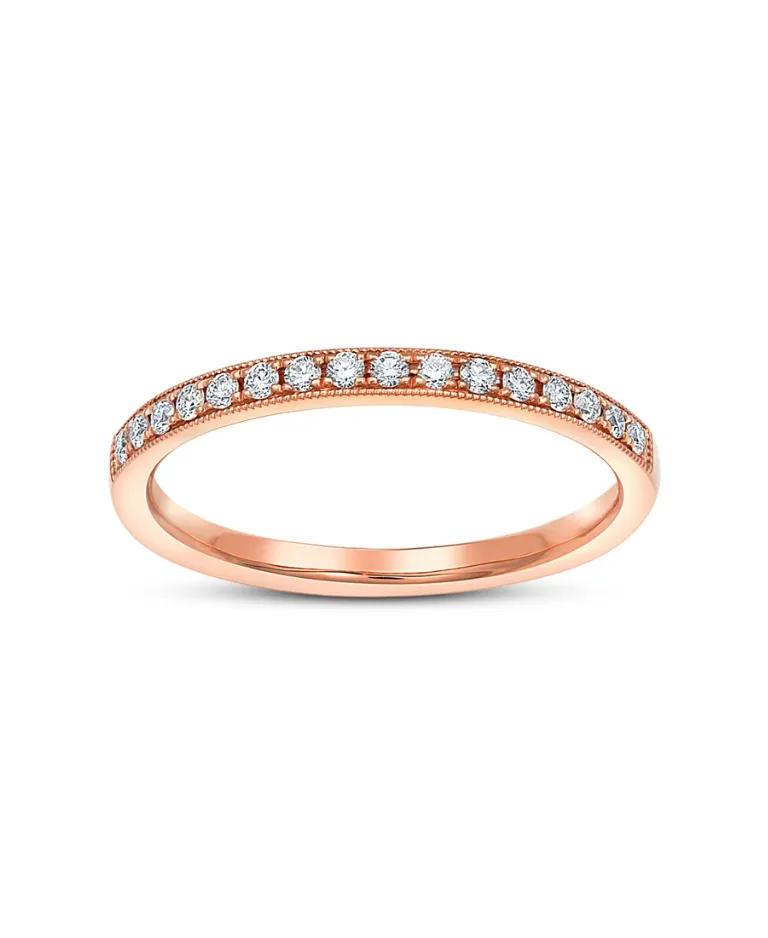 Rose Gold Milgrain Diamond Halfway Band