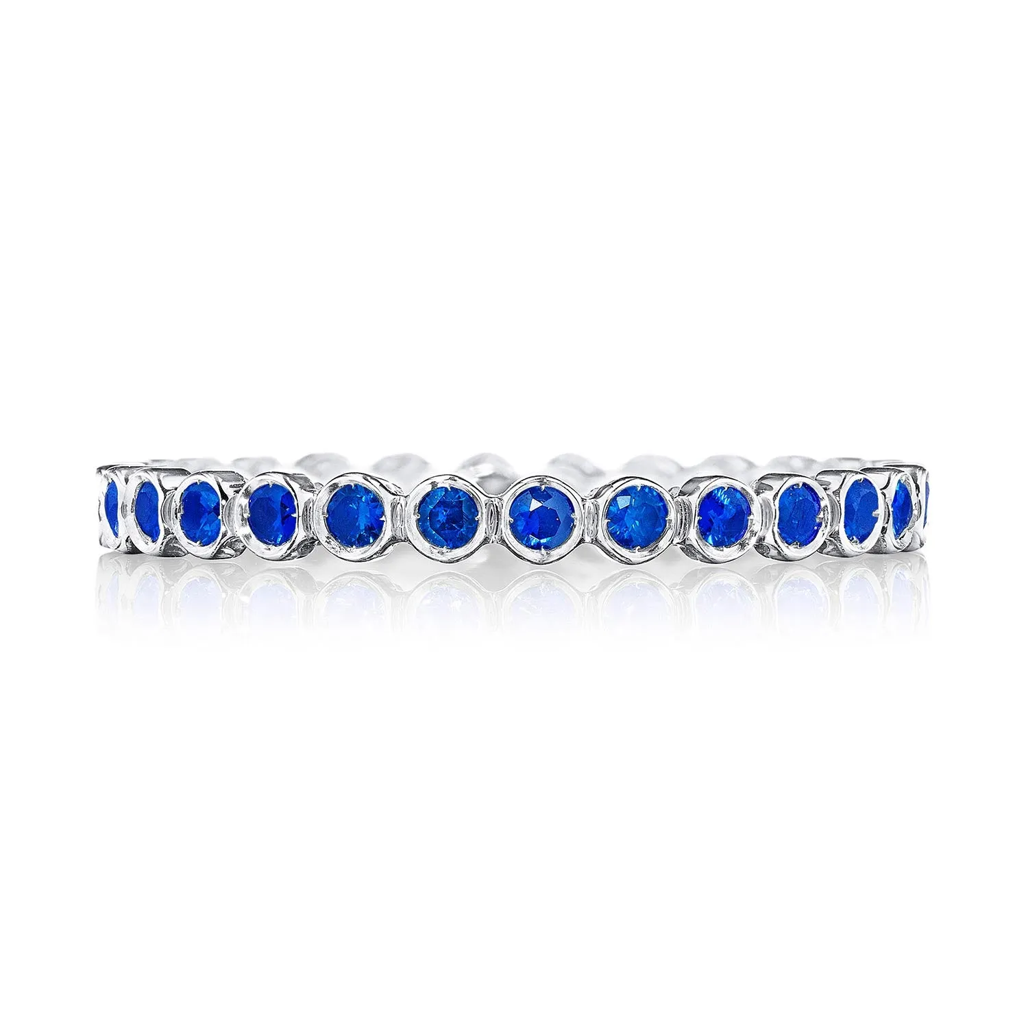 Round Bezel Droplet Wedding Band with Sapphire