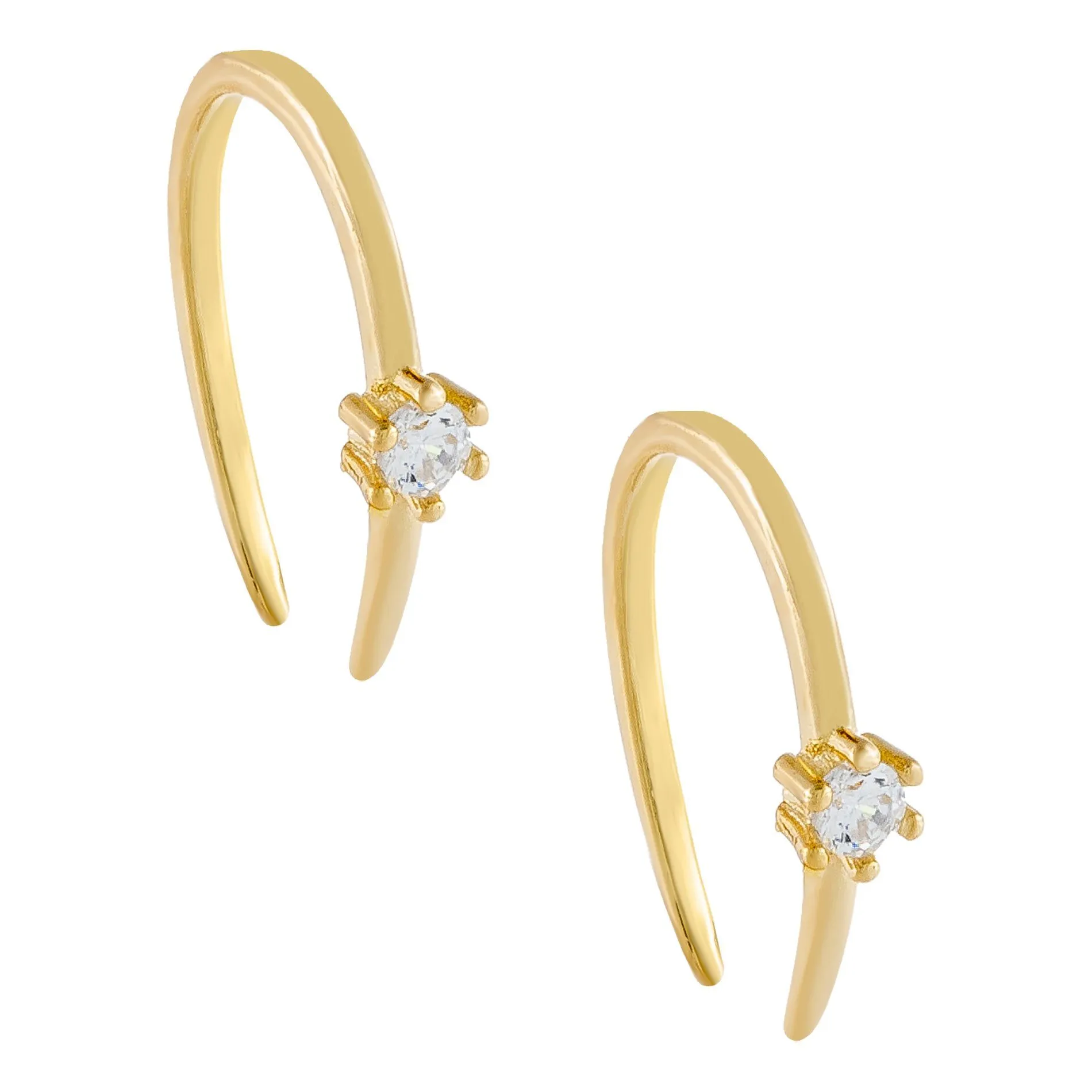 Round CZ Stone Ear Threader Earring