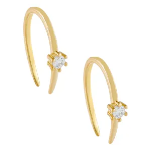 Round CZ Stone Ear Threader Earring
