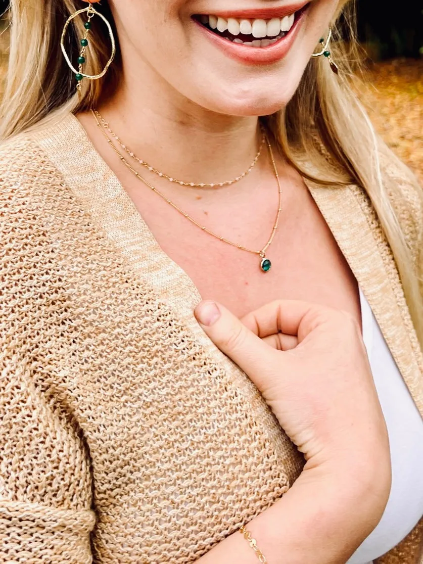 Round Faceted Sea Green Glass Pendant