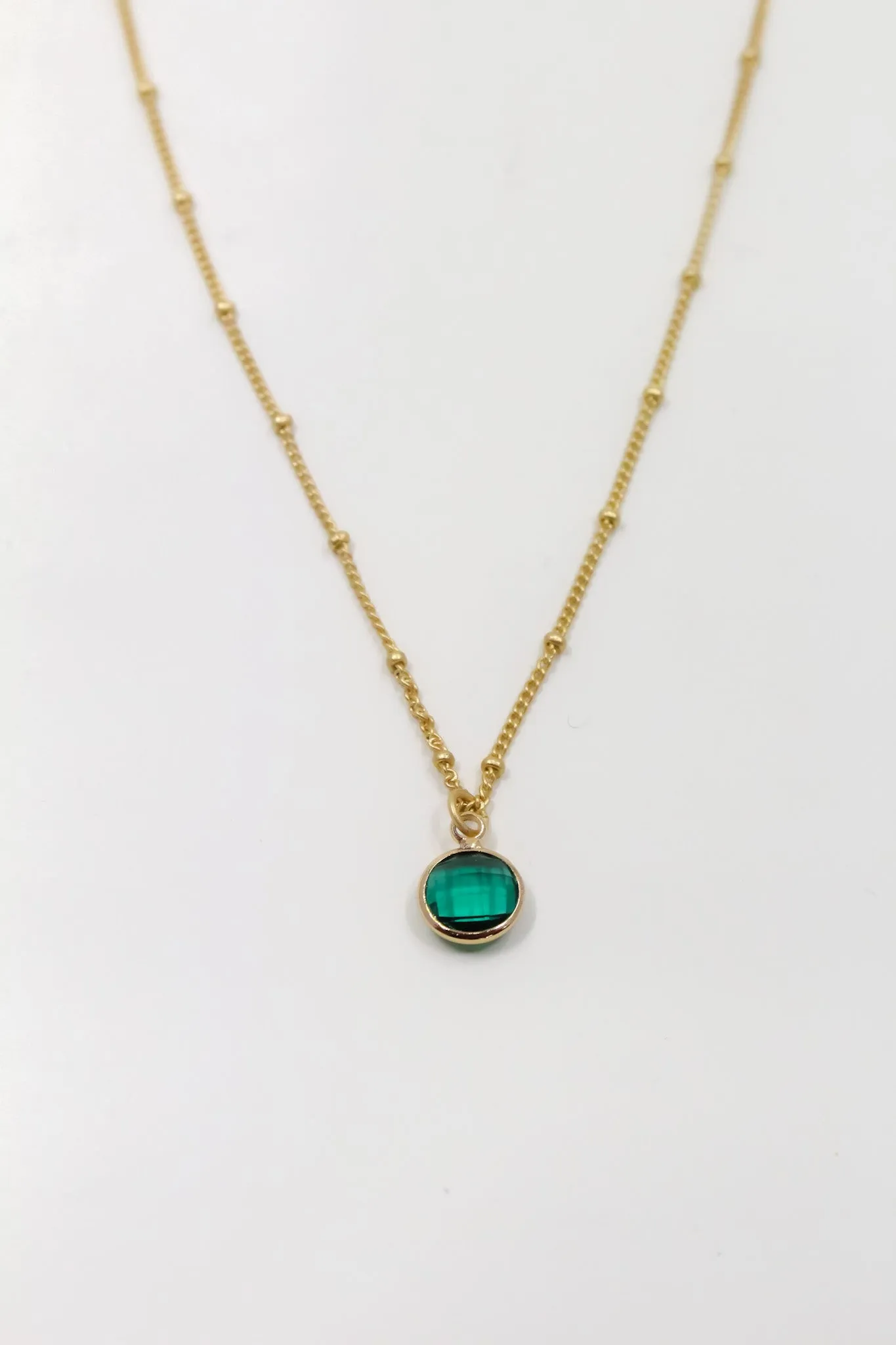 Round Faceted Sea Green Glass Pendant