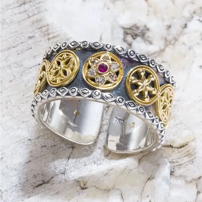 Ruby Diamond Star Multi Faith Open Band Ring