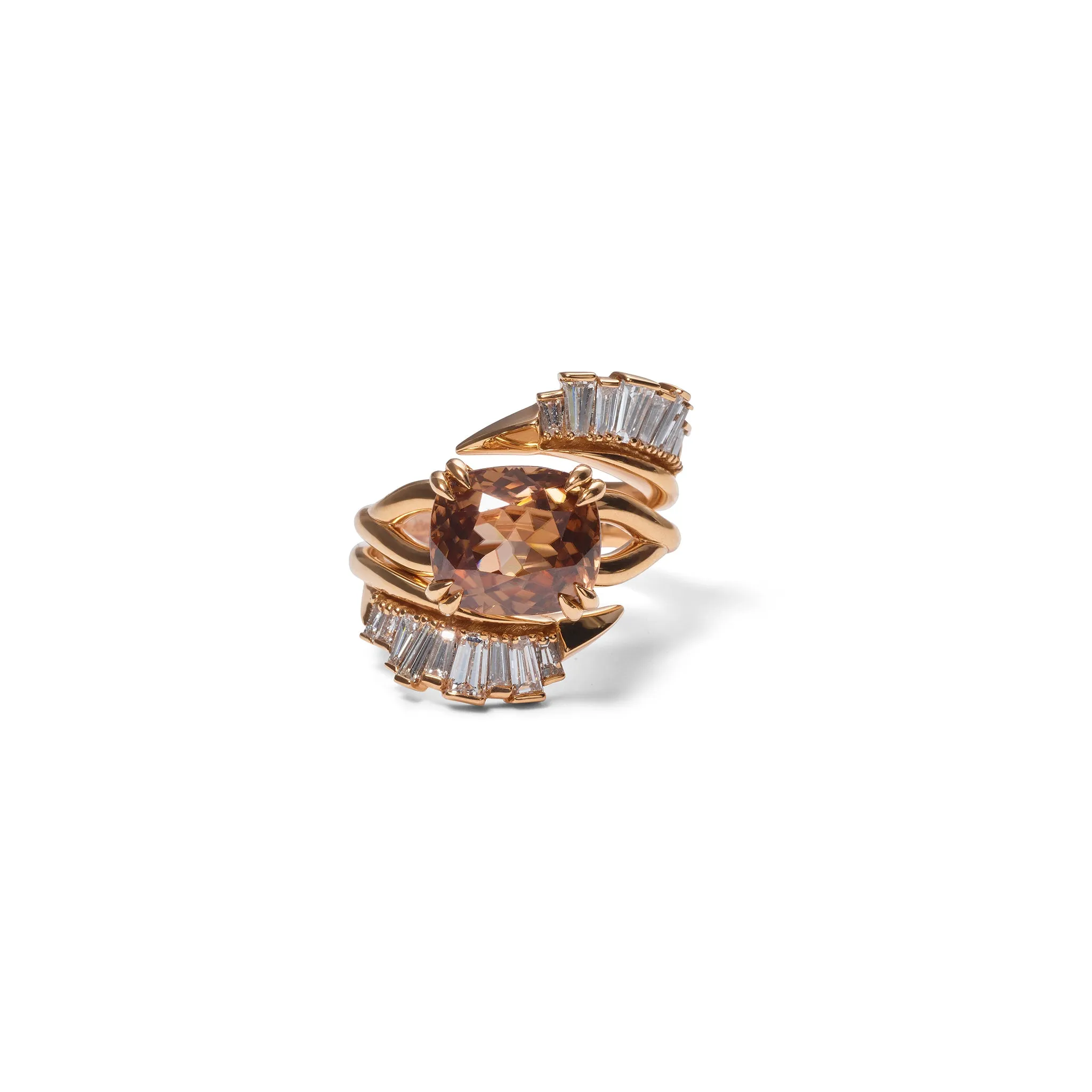 Ruched Open Coil Ring Guard - Diamond