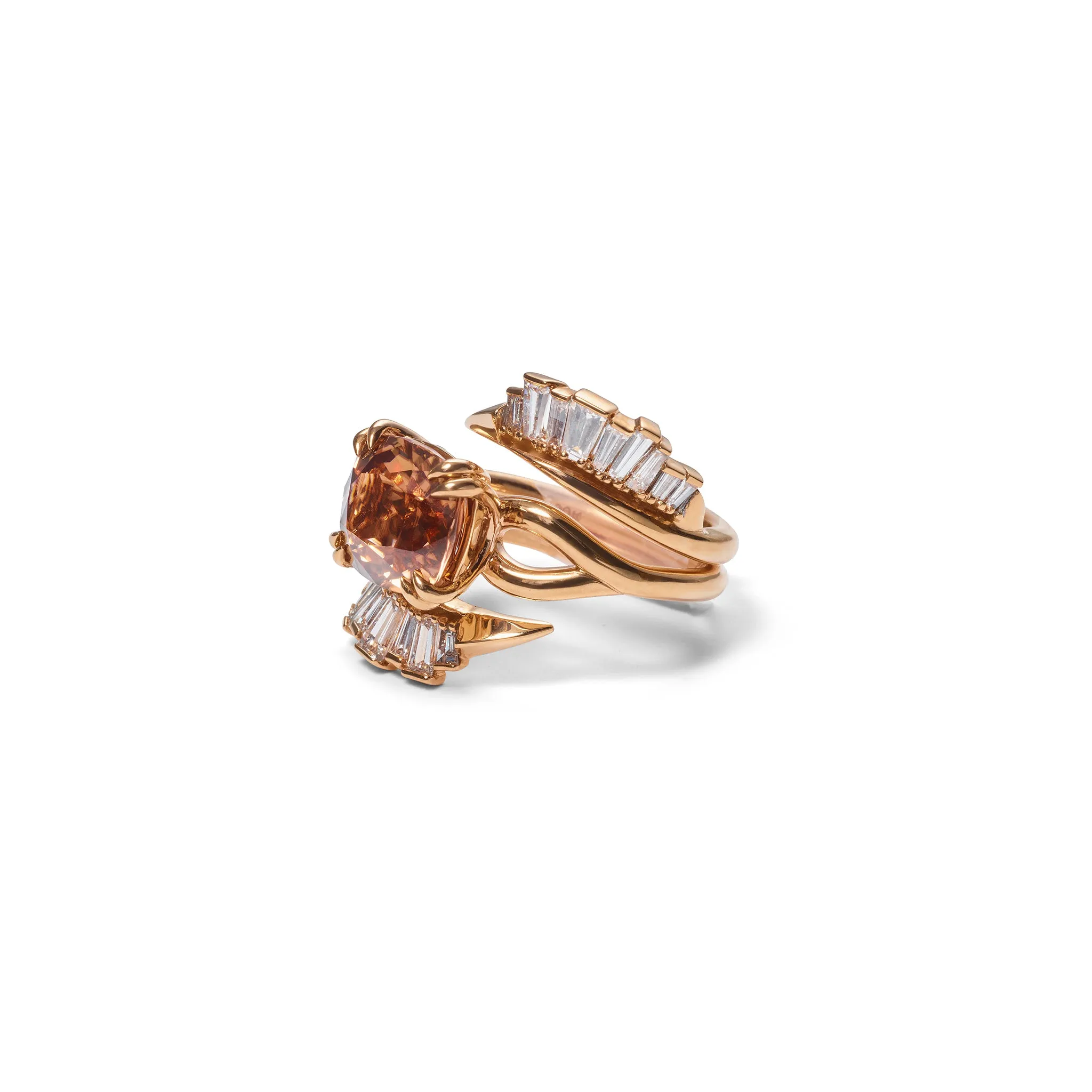 Ruched Open Coil Ring Guard - Diamond