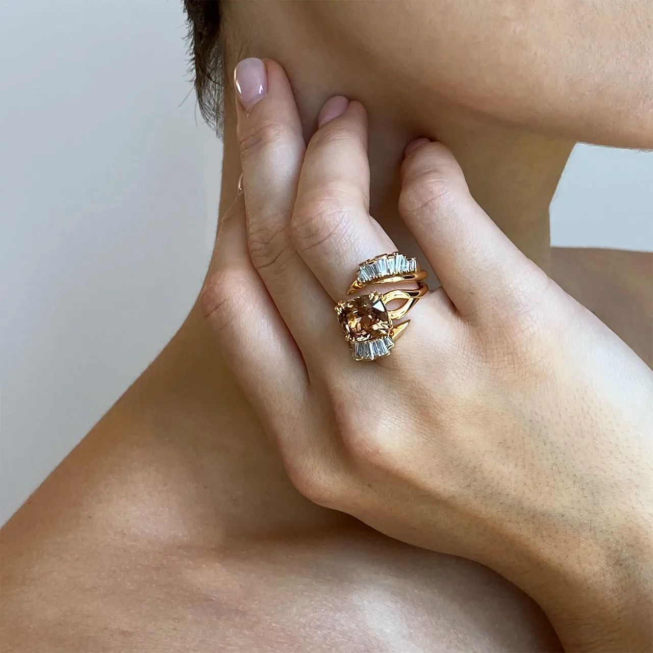 Ruched Open Coil Ring Guard - Diamond