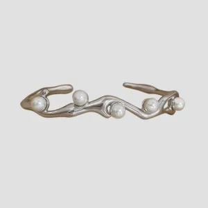 Rugged Pearl Stainless Steel Cuff Bracelet