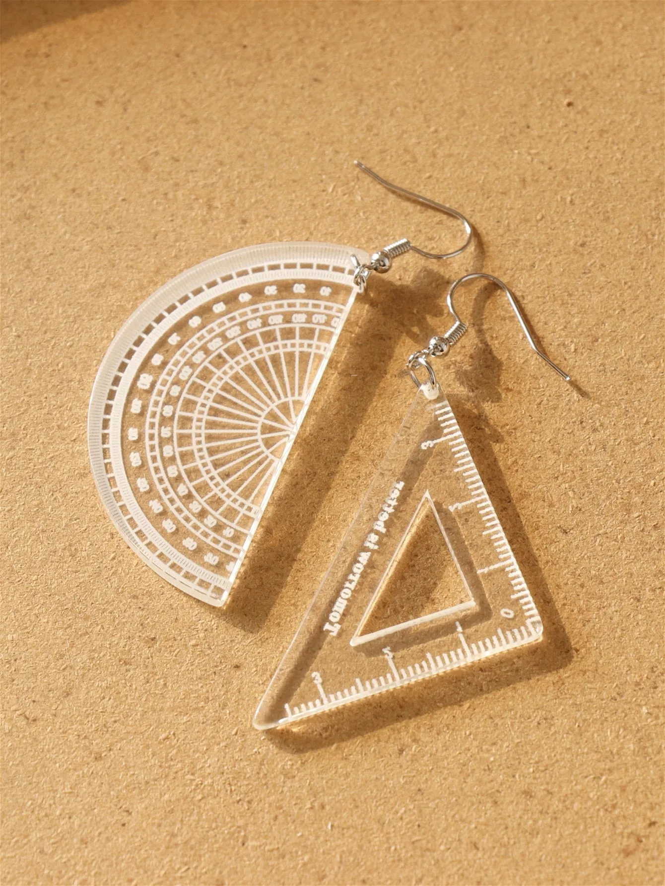 Ruler Mismatched Drop Earrings - Clear