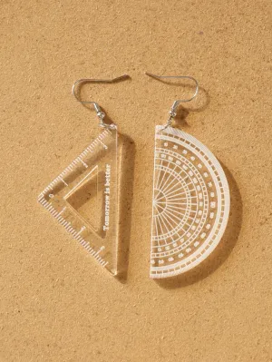 Ruler Mismatched Drop Earrings - Clear