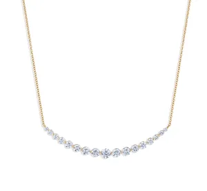 Sabel Collection Yellow Gold Smiley Bar Necklace with Diamonds