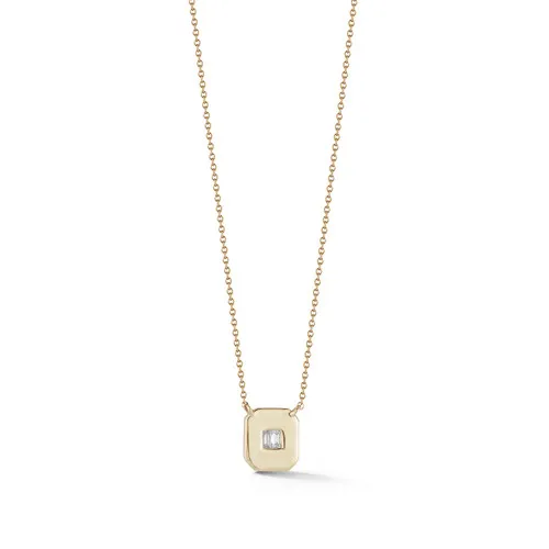 Sadie Pearl Double Diamond Baguette Necklace in Yellow Gold
