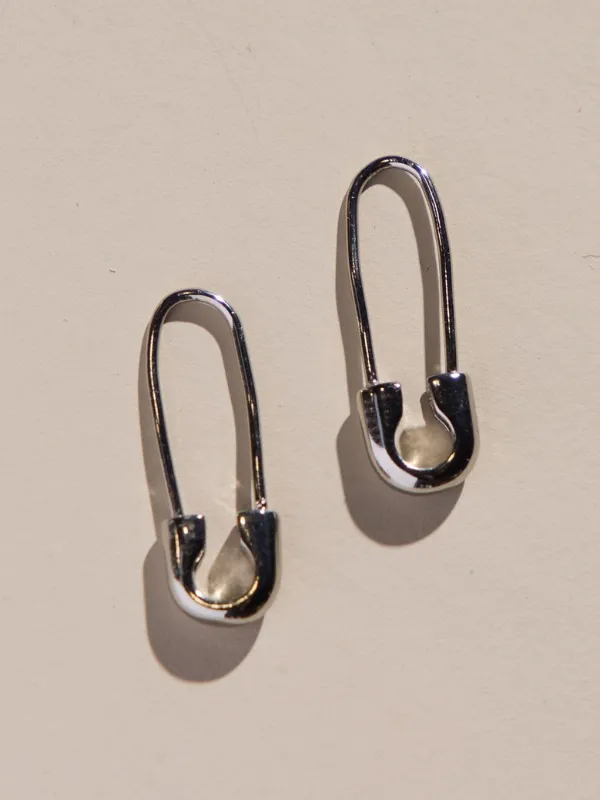 SAFETY PIN THREADER EARRINGS- SILVER