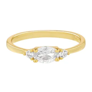 SALE - Triple CZ Centered Oval Ring