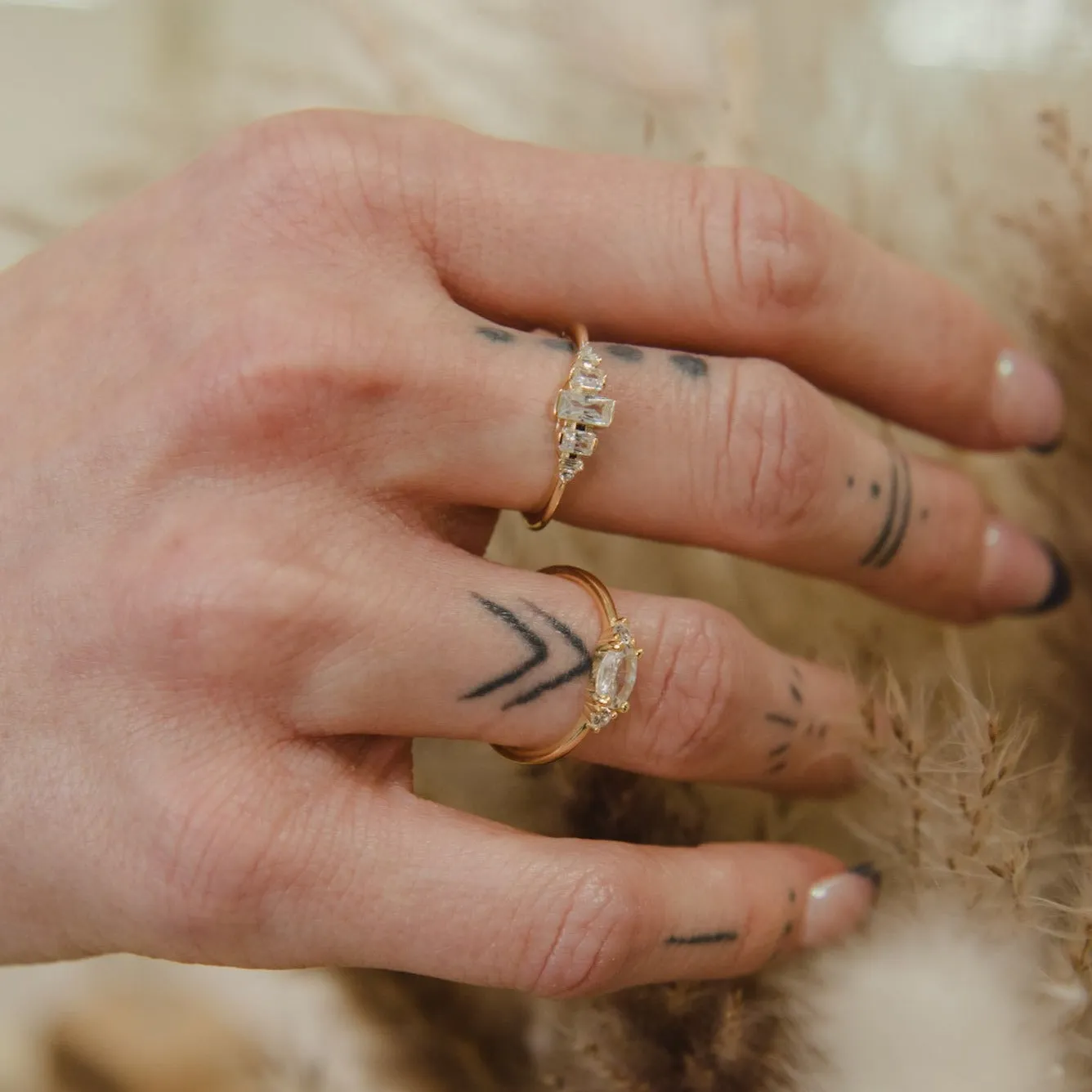 SALE - Triple CZ Centered Oval Ring