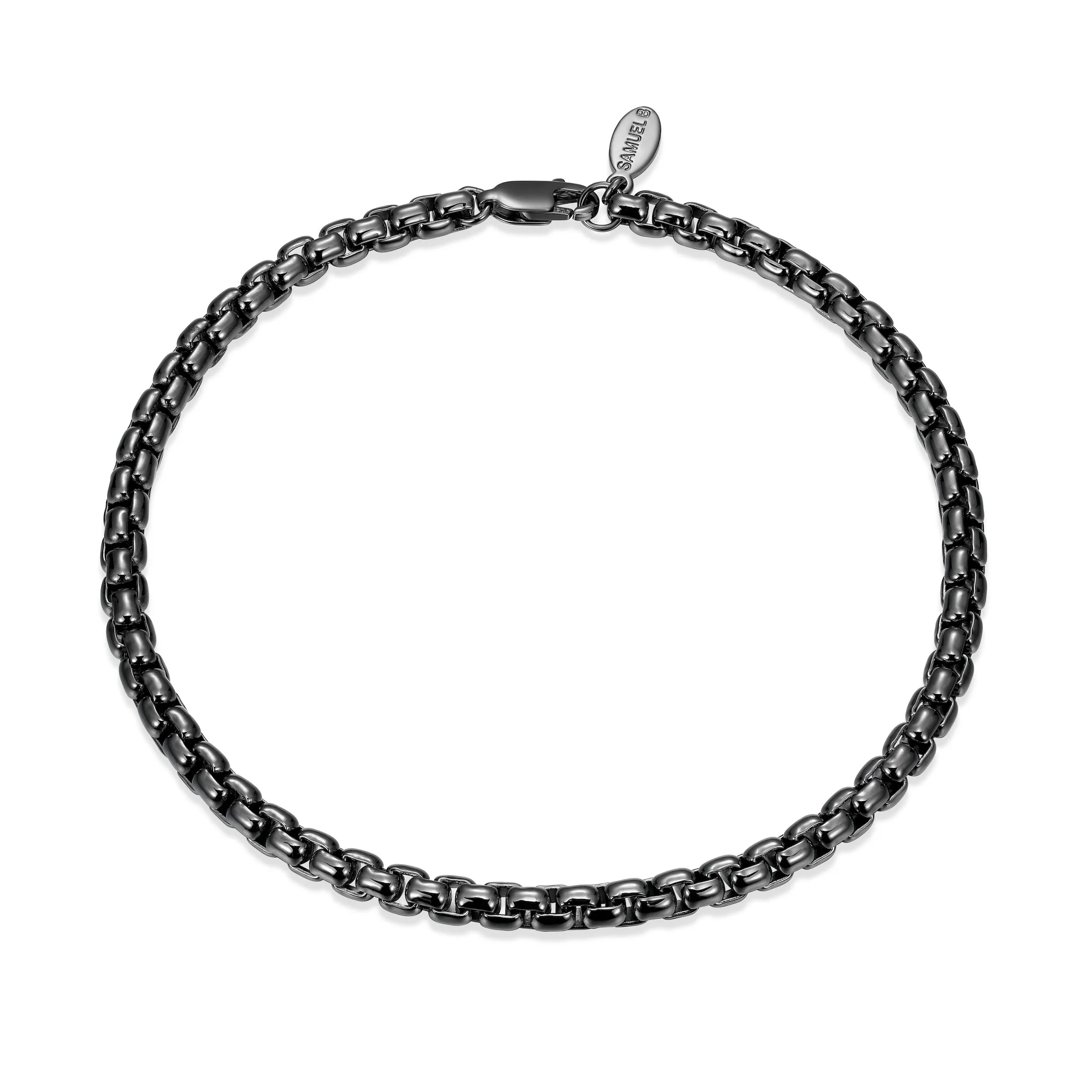 Samuel B. Gunmetal Sterling Silver Round Box Chain Bracelet