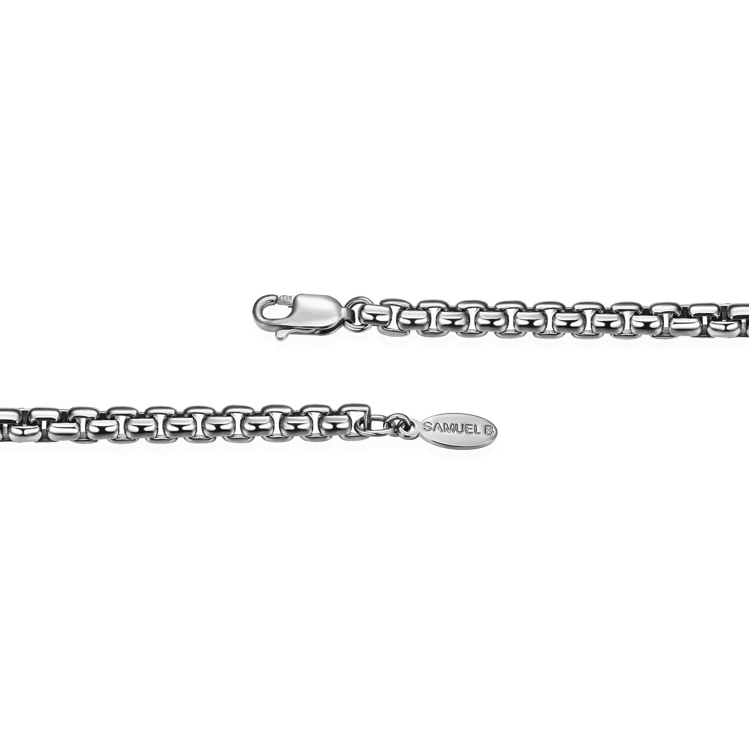 Samuel B. Rhodium Sterling Silver Round Box Chain Bracelet