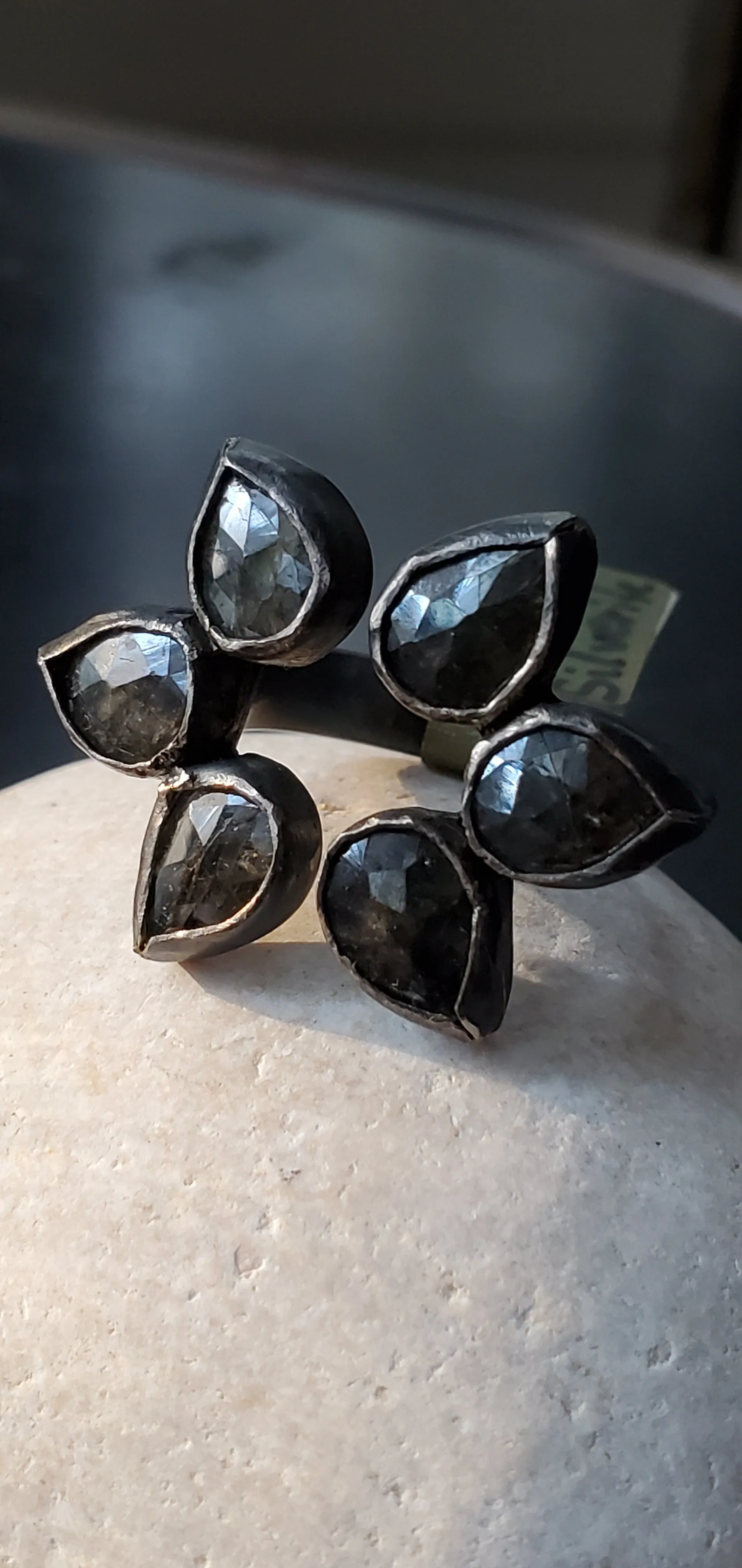 Sasha Walsh Floral Silverite Open Ring