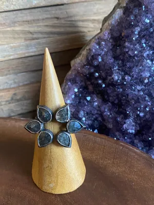 Sasha Walsh Floral Silverite Open Ring