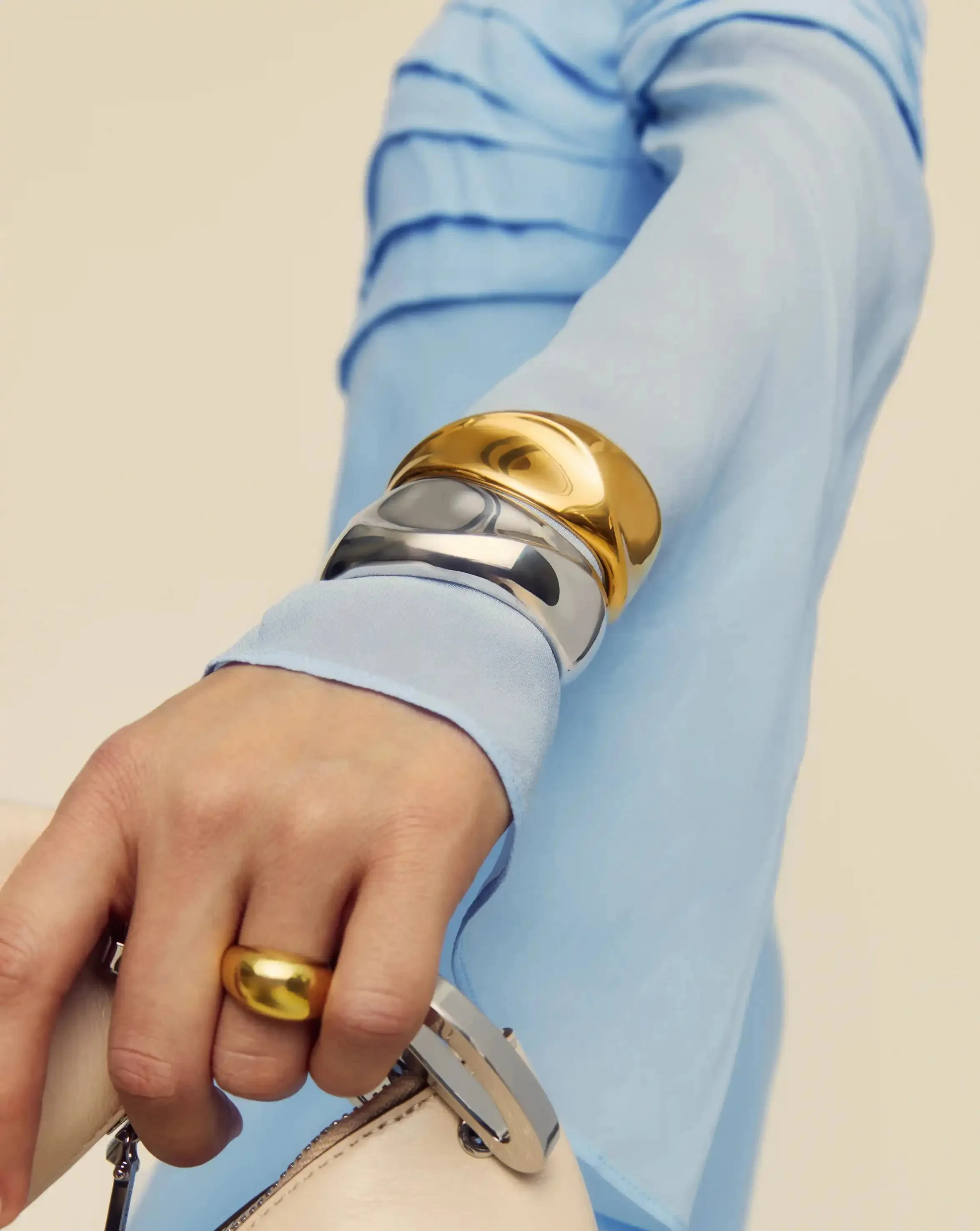 Sculptural Molten Cuff Bracelet | Silver Plated