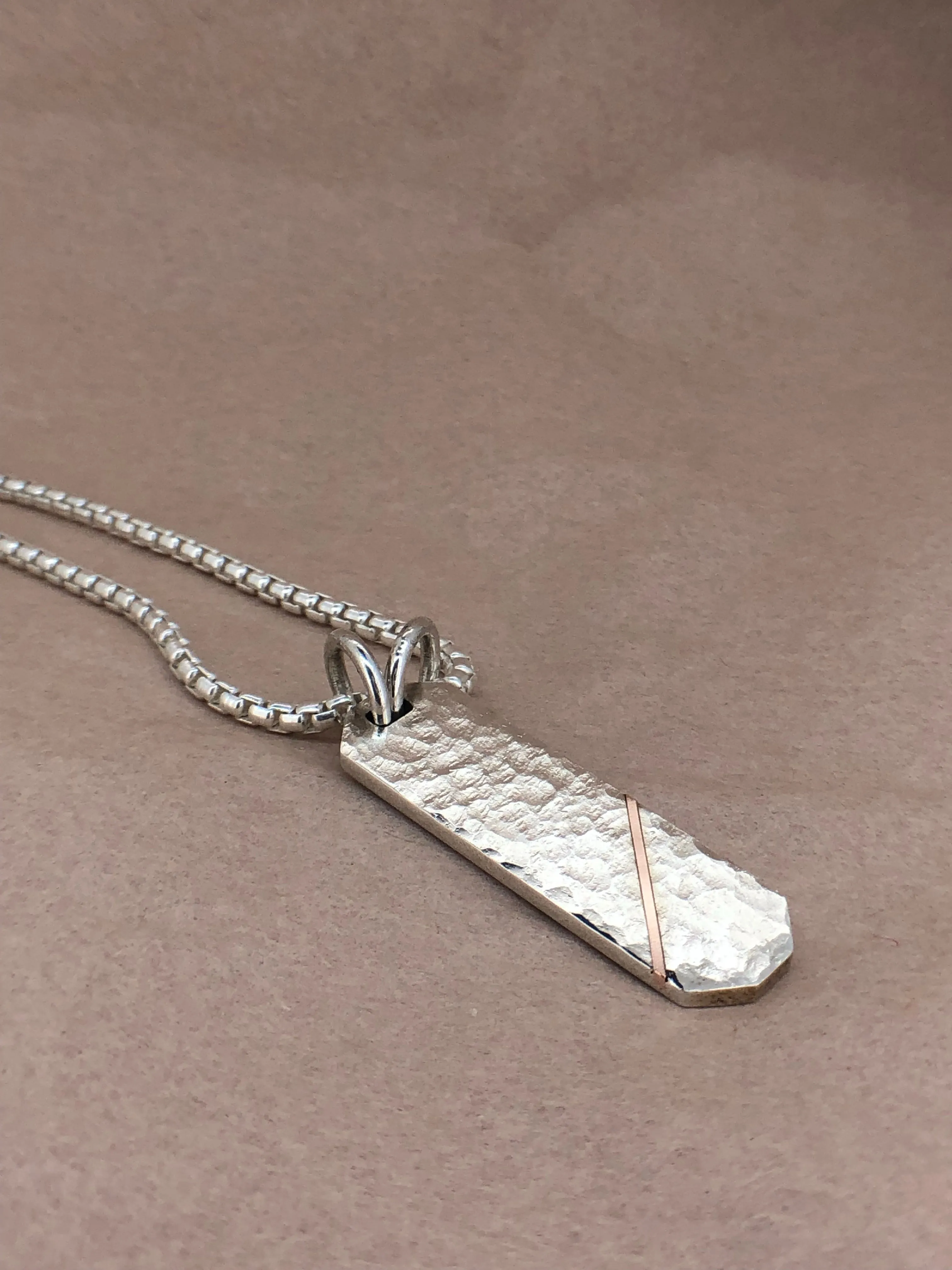 Set Your Bar Sterling Silver Hammered with Rose Gold