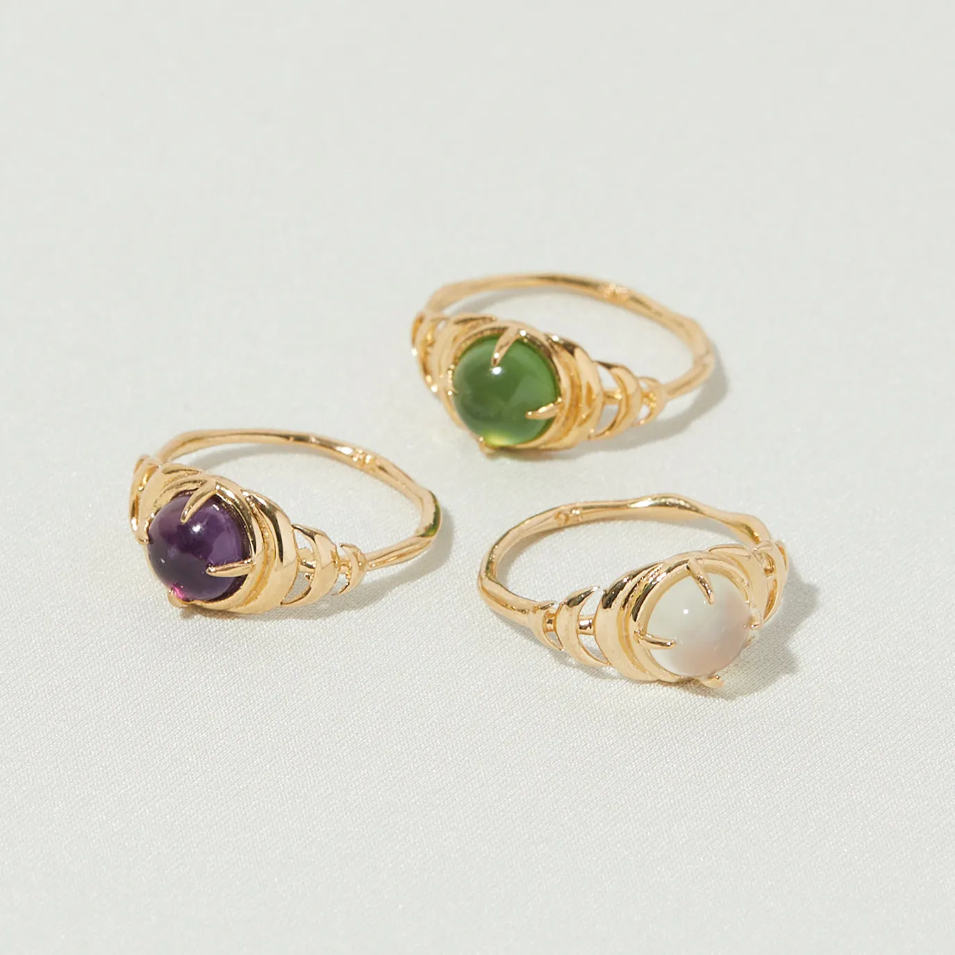Seven Moons Ring in Black Moonstone