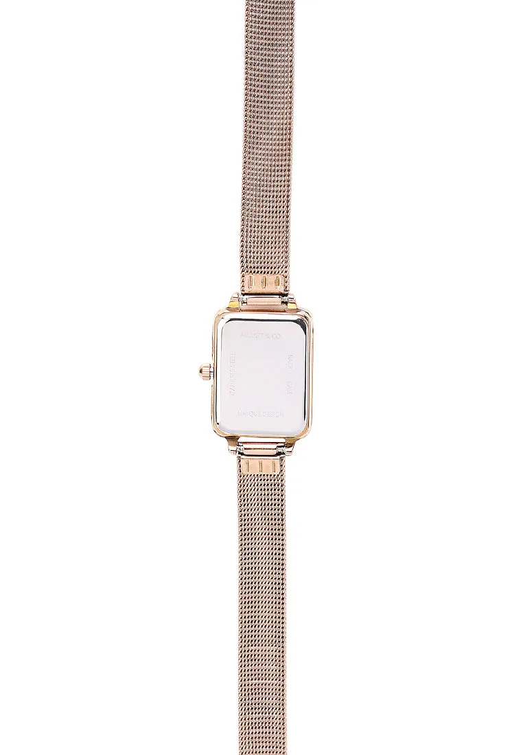 Shirley Rose Gold Mesh Watch with Bangle Set (Salmon)