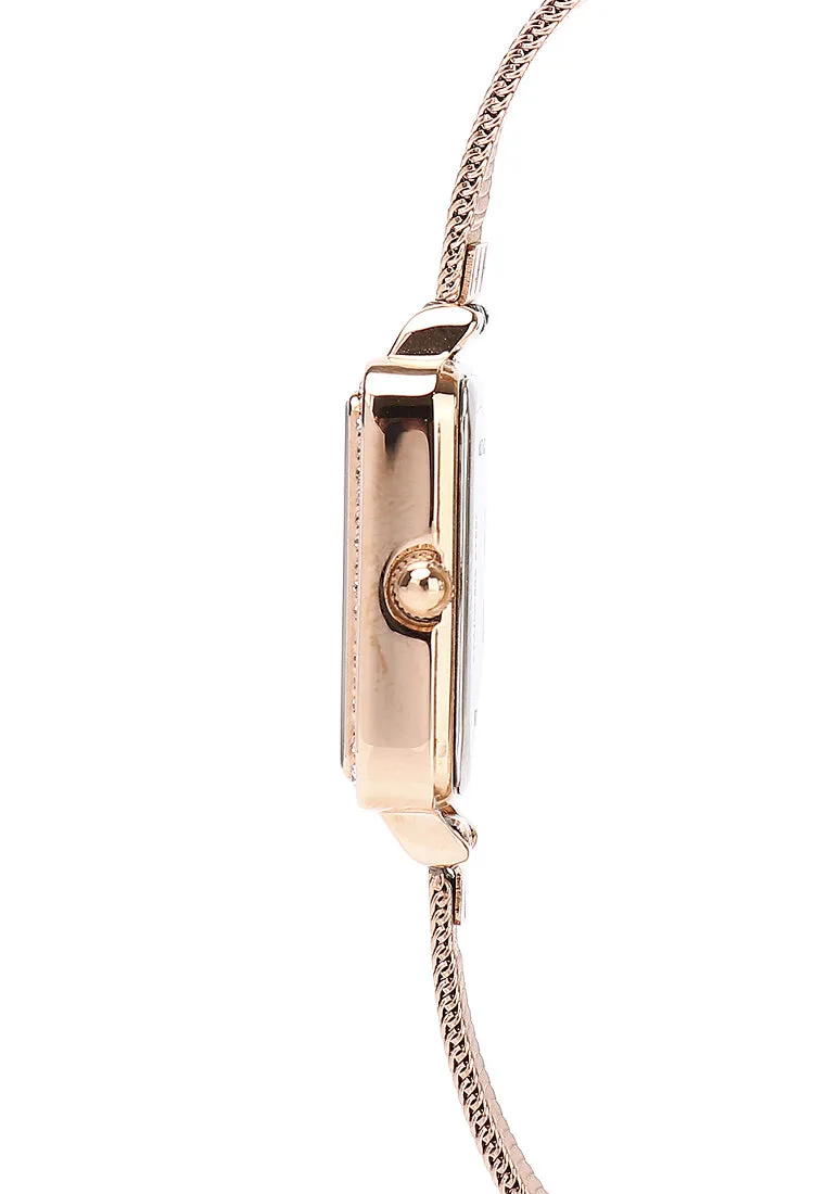 Shirley Rose Gold Mesh Watch with Bangle Set (Salmon)