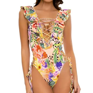 SHOCKING FLORALS - Open Side One Piece Bodysuit