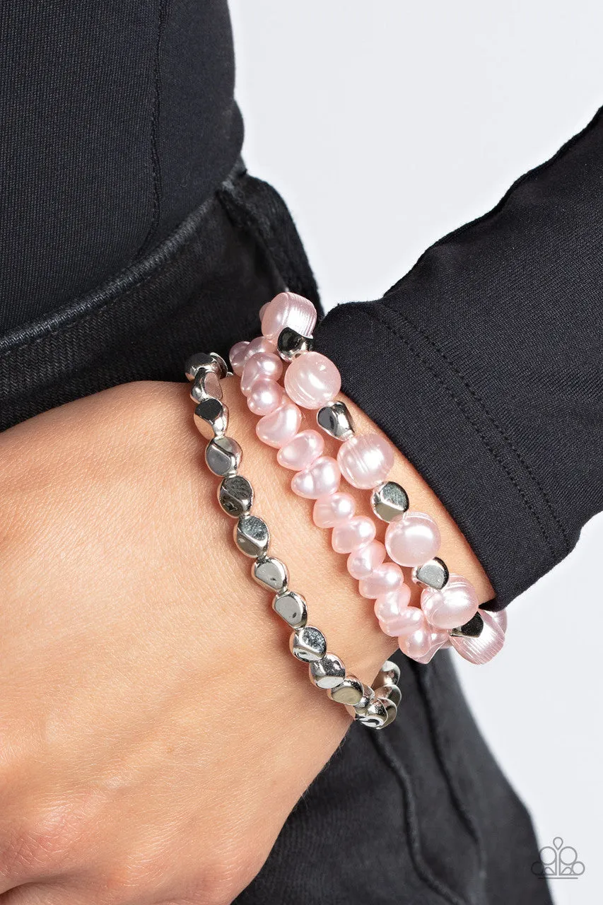 Shoreside Soiree - Pink - Imperfect Pearl Bead Paparazzi Stretchy Bracelet