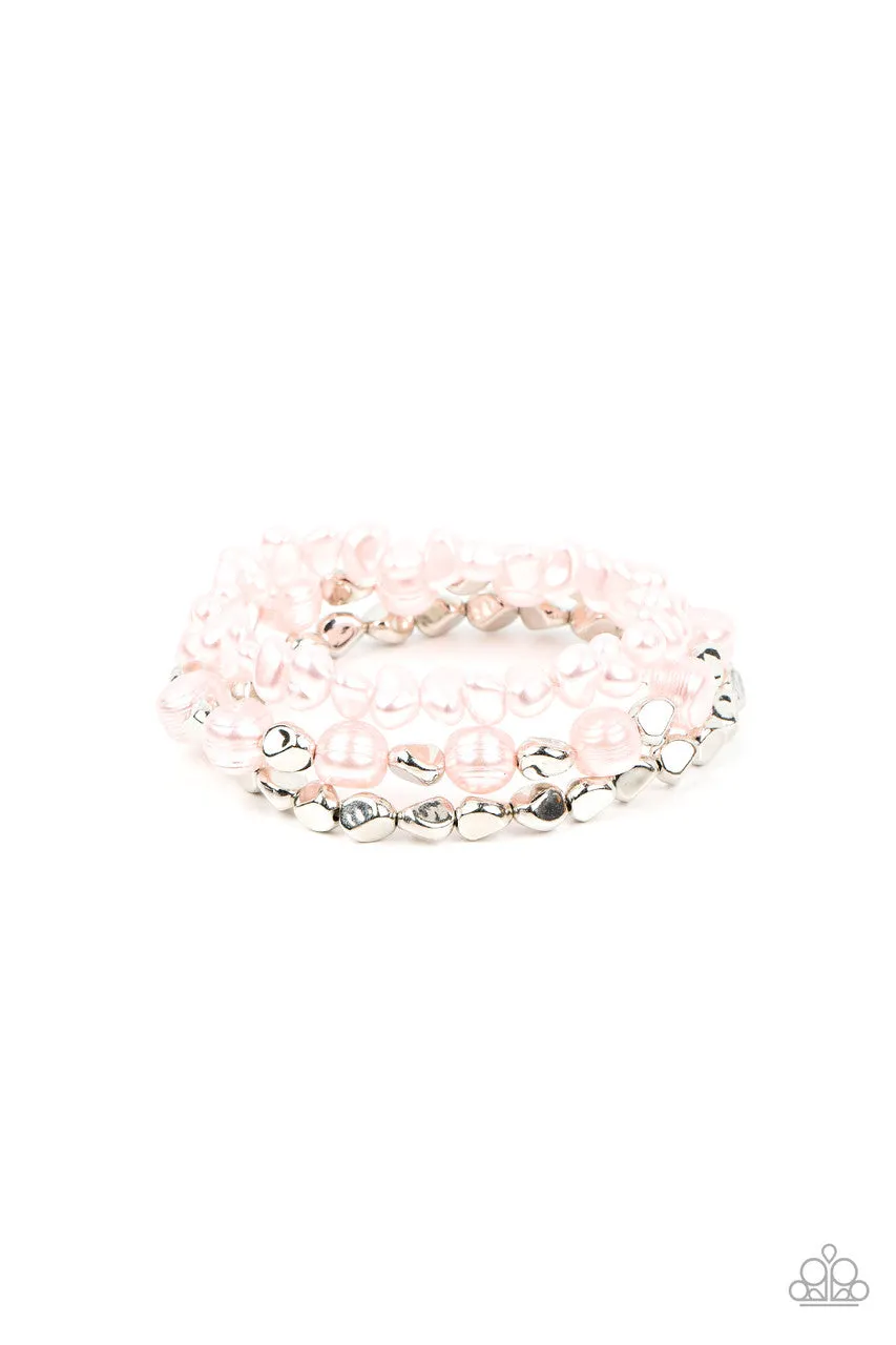 Shoreside Soiree - Pink - Imperfect Pearl Bead Paparazzi Stretchy Bracelet