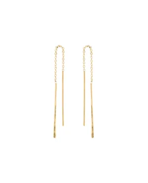 Short Hammered Wire Threader Earrings