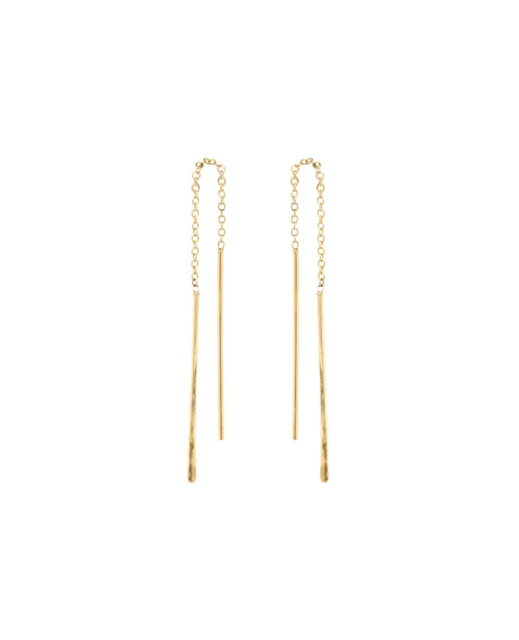 Short Hammered Wire Threader Earrings