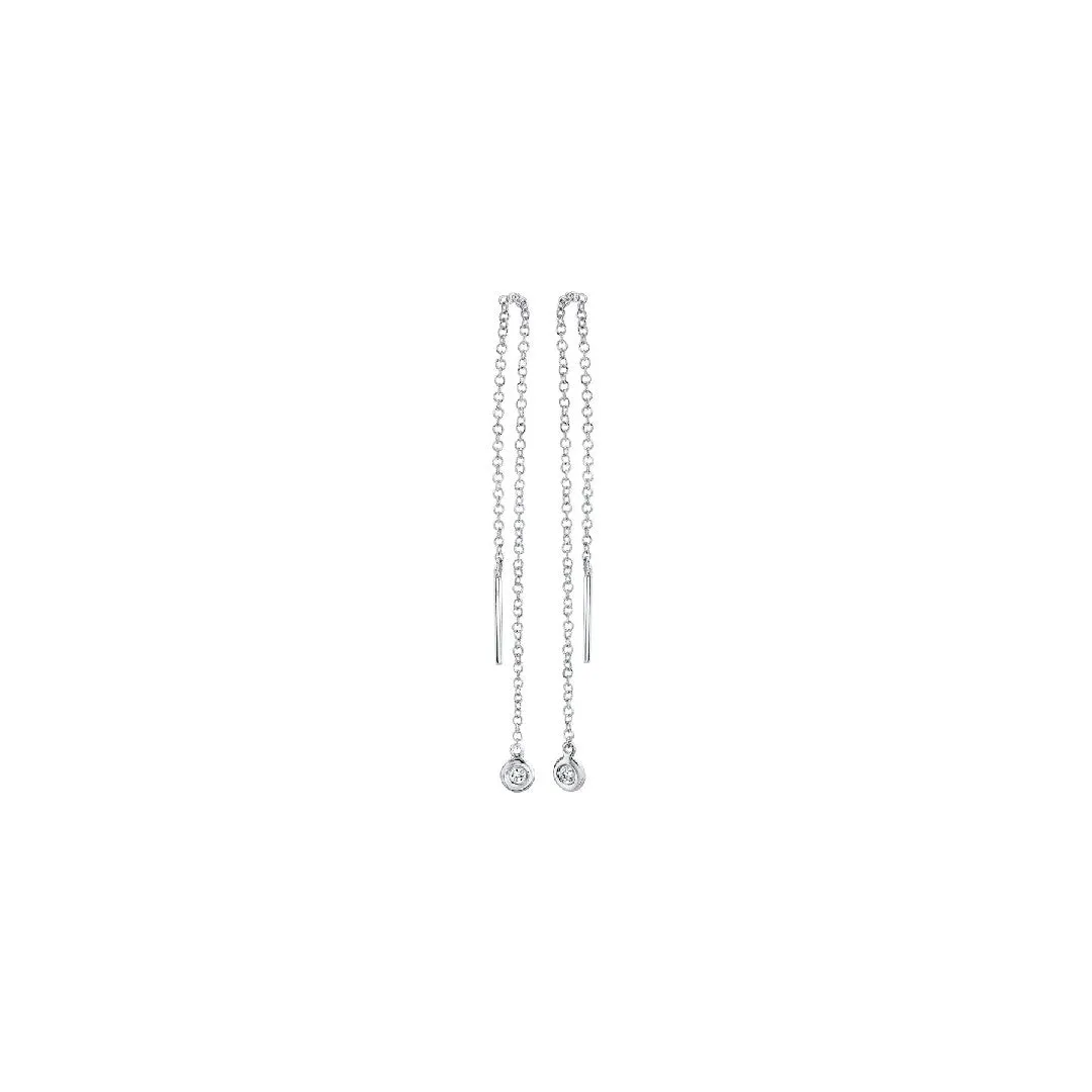Shy Creation Threader Earrings with Bezel Diamond