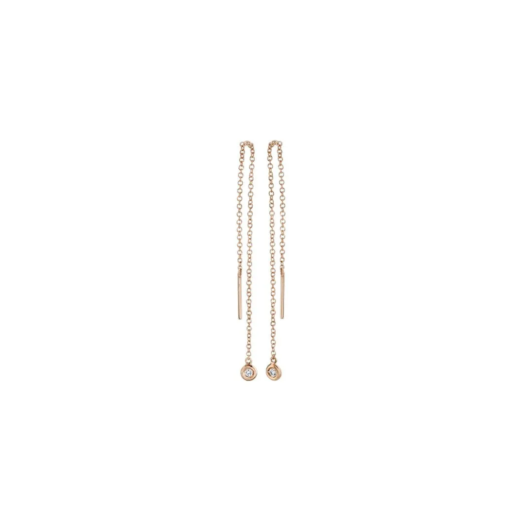 Shy Creation Threader Earrings with Bezel Diamond