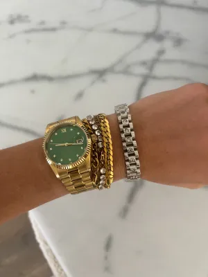 SILVER DIAMOND WATCH BAND BRACELET