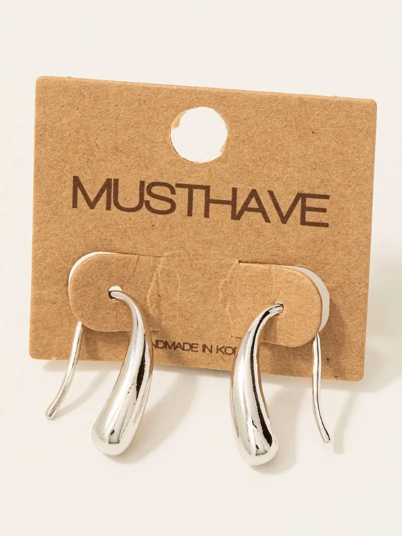 Silver Dipped Long Tear Threader Dangle Earrings