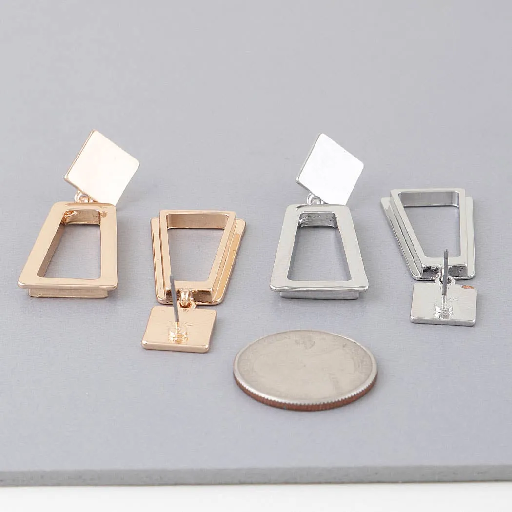 Silver Frame Drop Earrings