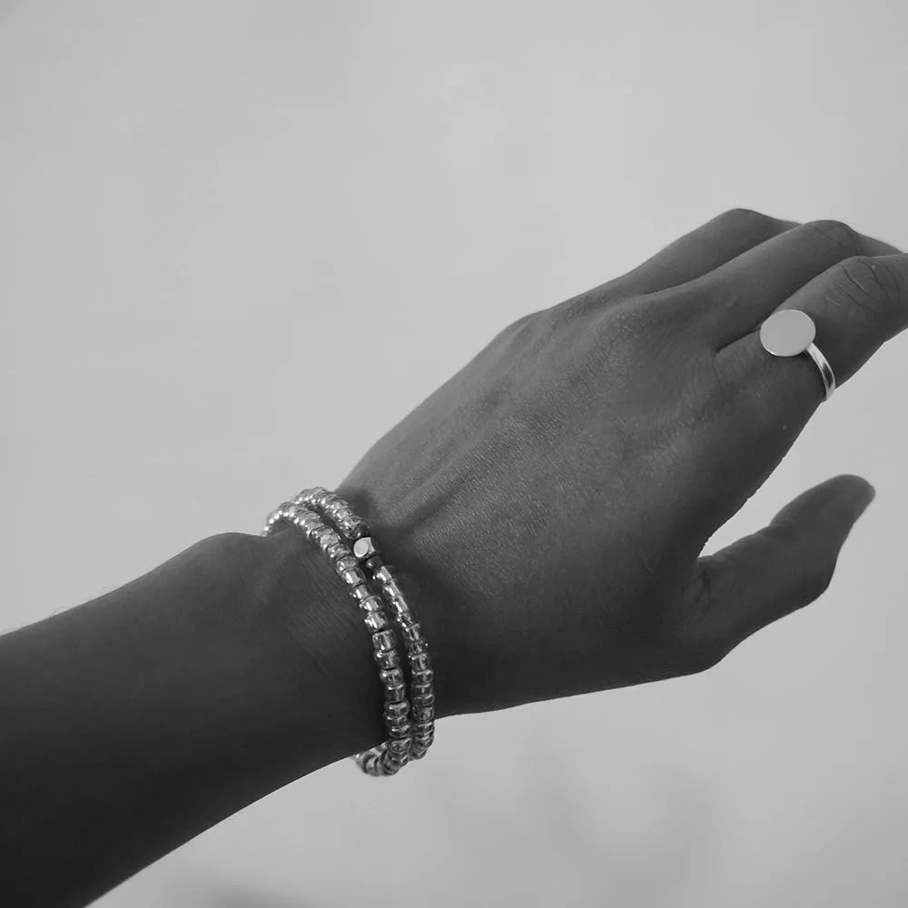 Silver Glass Beads Bracelet | ALPHONSINA