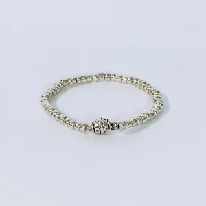 Silver Glass Beads With Center Piece Bracelet | ALPHONSINA