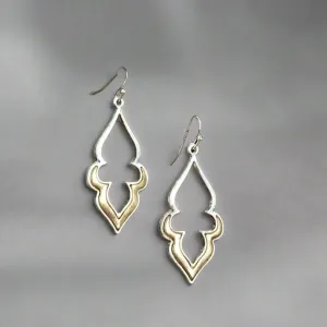 Silver Gold Two-Tone Dangle Earrings