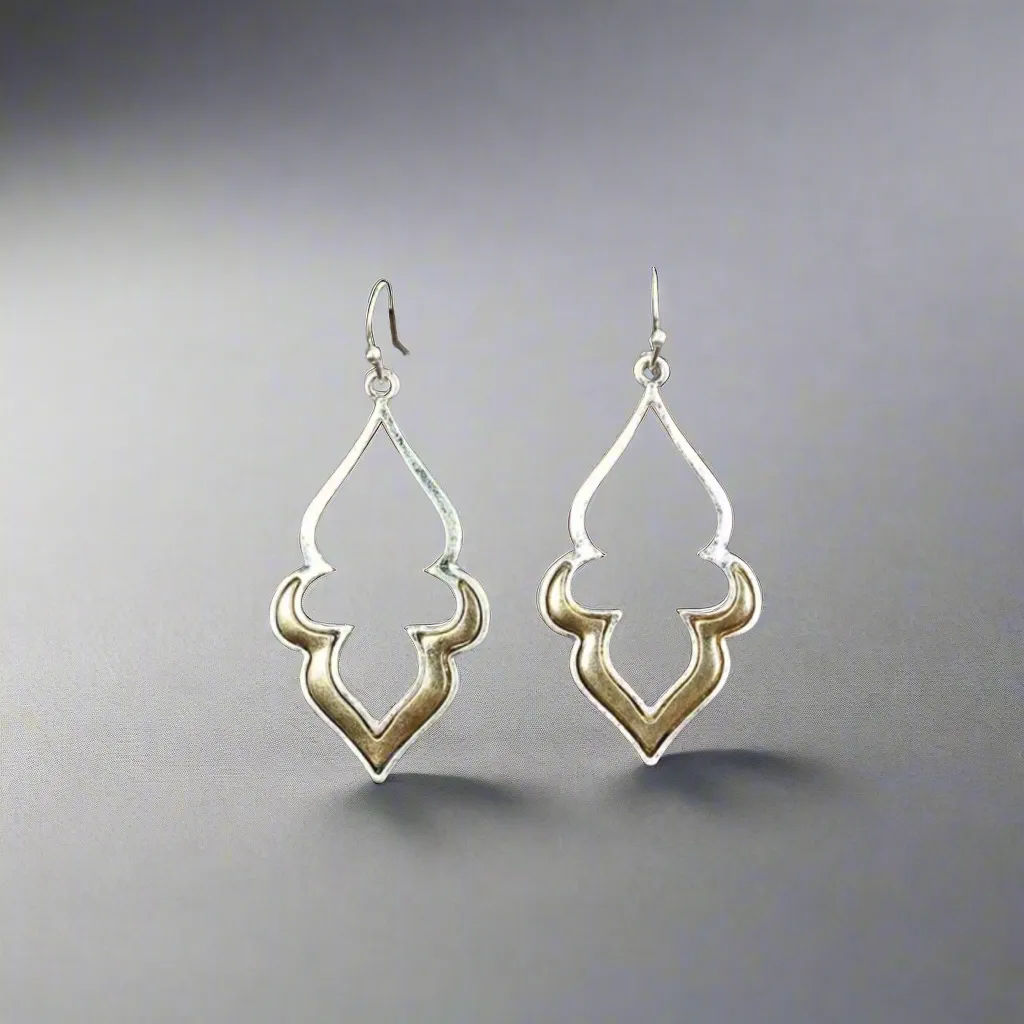Silver Gold Two-Tone Dangle Earrings