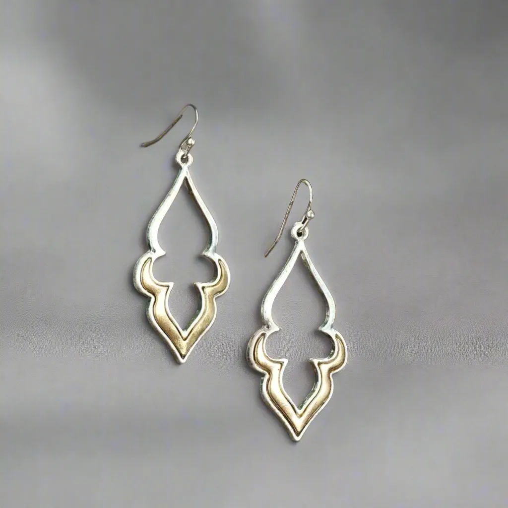 Silver Gold Two-Tone Dangle Earrings