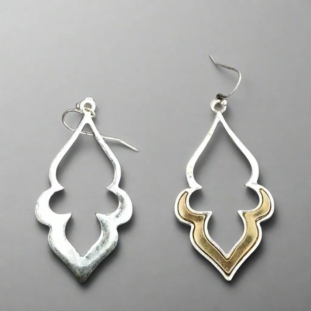 Silver Gold Two-Tone Dangle Earrings