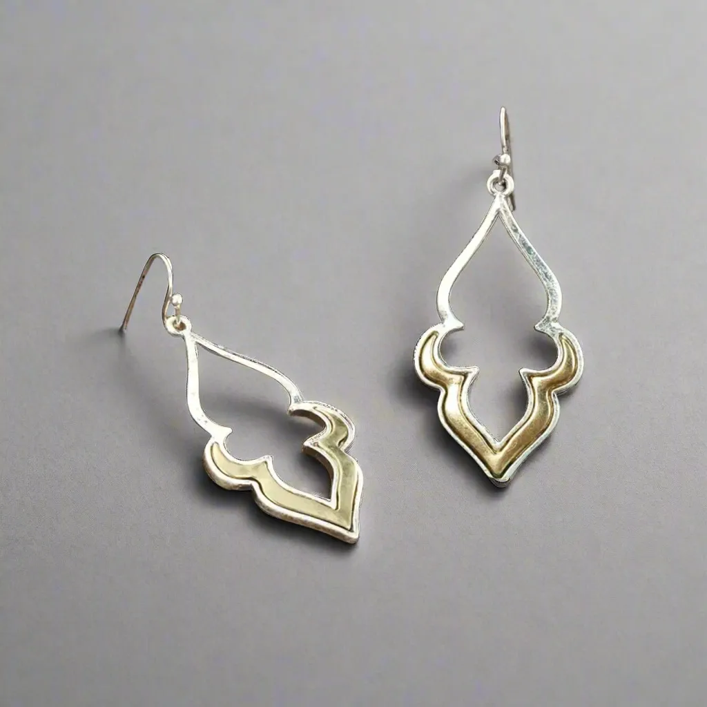 Silver Gold Two-Tone Dangle Earrings
